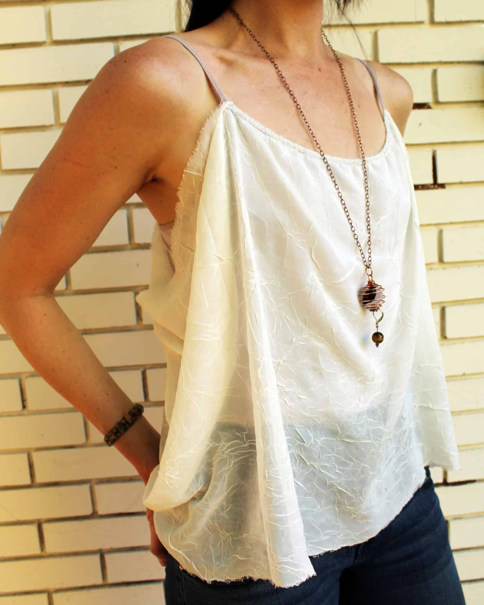 Make This Chiffon Draped Tank with this Simple DIY T-Shirt Refashion