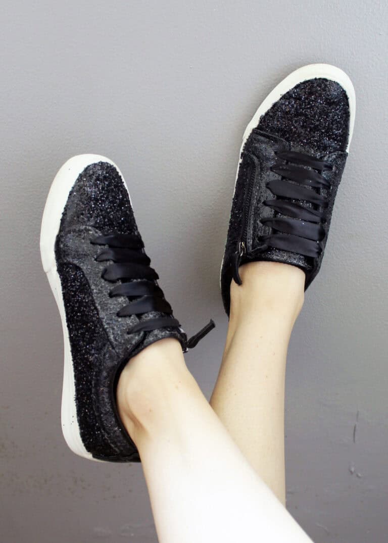 DIY Black Glitter Sneakers
