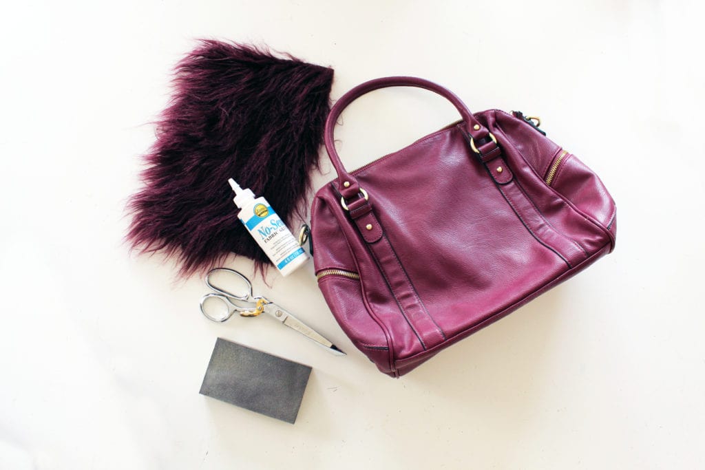 How to add fur to an old purse. A simple refashion DIY idea..
