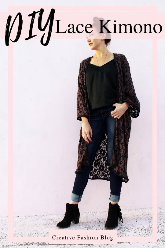 how to Make a simple DIY Lace Kimono cardigan robe from scratch