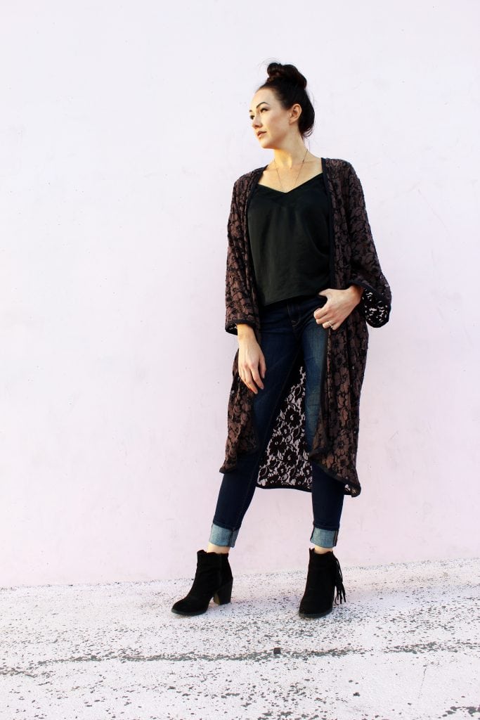 how to Make an easy DIY Lace Kimono cardigan robe from scratch