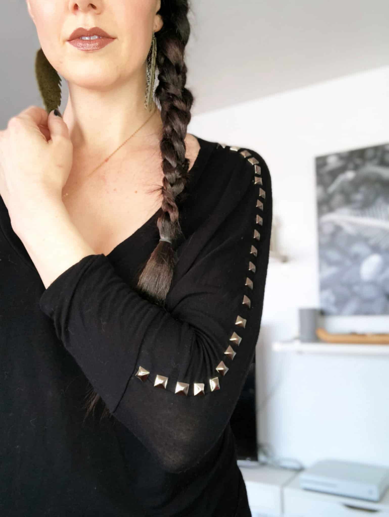 How To Add Studs To A Basic Shirt . A Clothing Refashion Idea