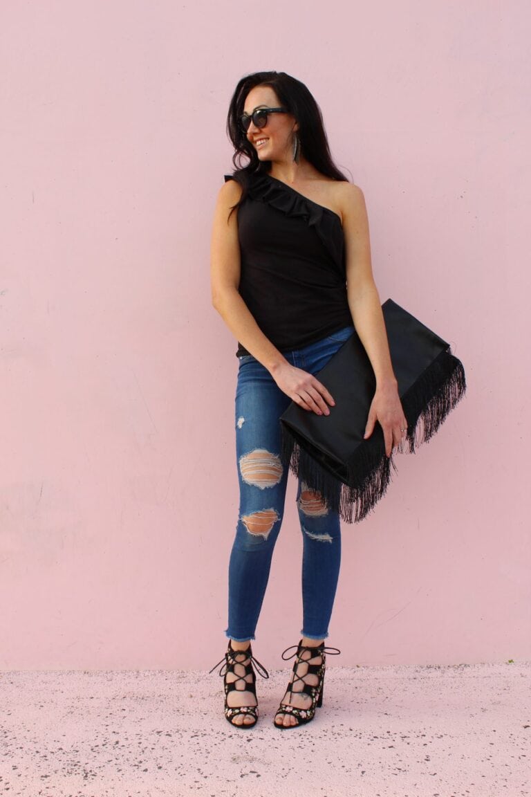 Make a 1 shoulder top from an old tshirt