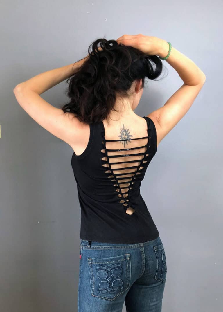 Refashion a basic tee shirt with this easy weave tutorial DIY