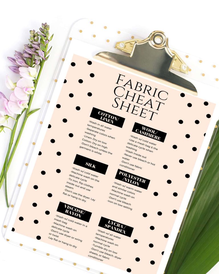 Fabric Cheat Sheet printable