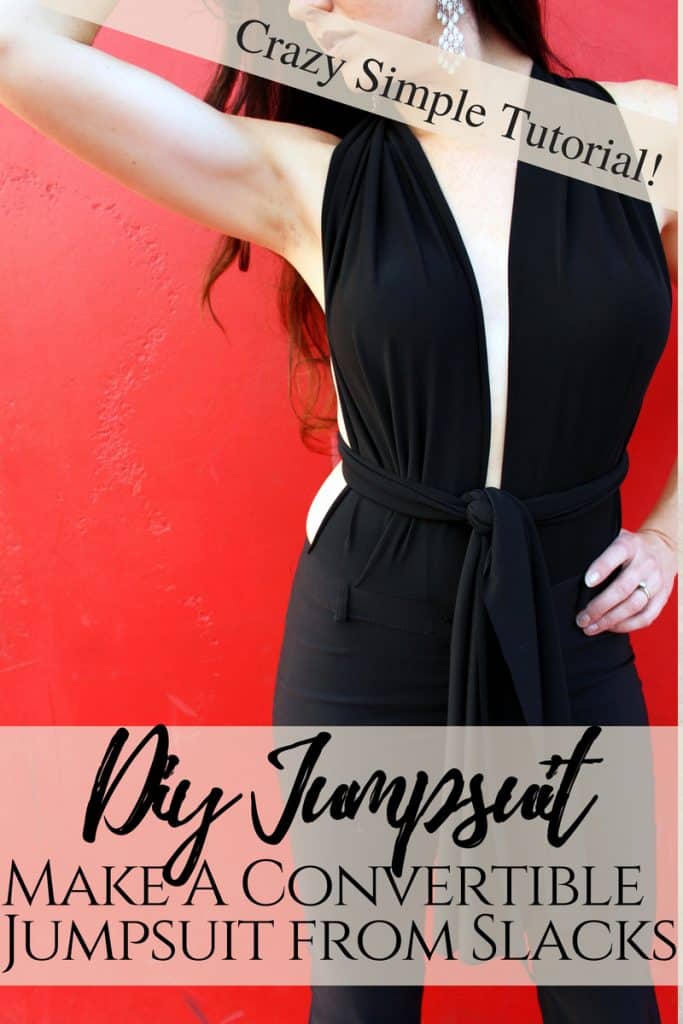 How to make a refashion DIY convertible jumpsuit from a pair of basic slacks