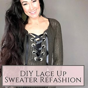 DIY Lace up sweater refashion