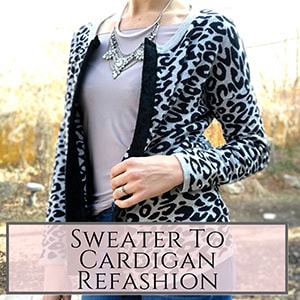 Sweater to cardigan refashion