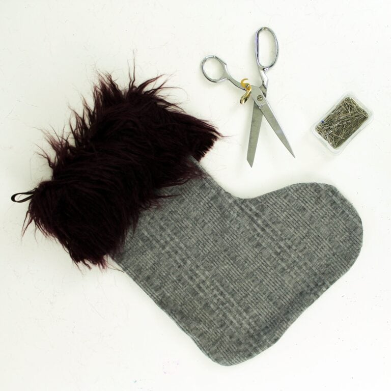 How to Sew a simple faux fur DIY Christmas Stocking FREE printable pattern