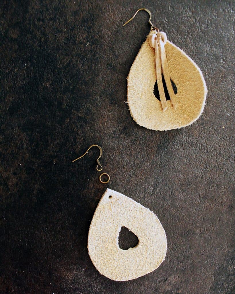 DIY leather teardrop earrings jewelry making tutorial