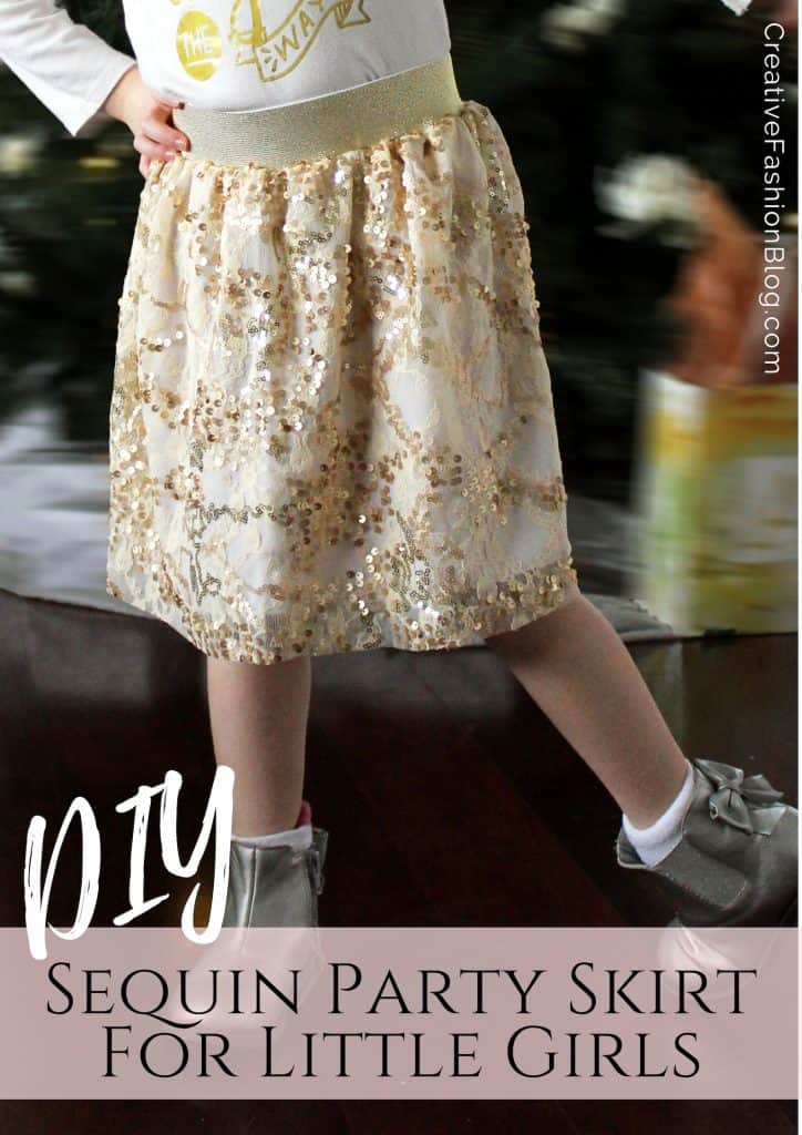 How to make a pull on elastic sequin party skirt for little girls from scratch
