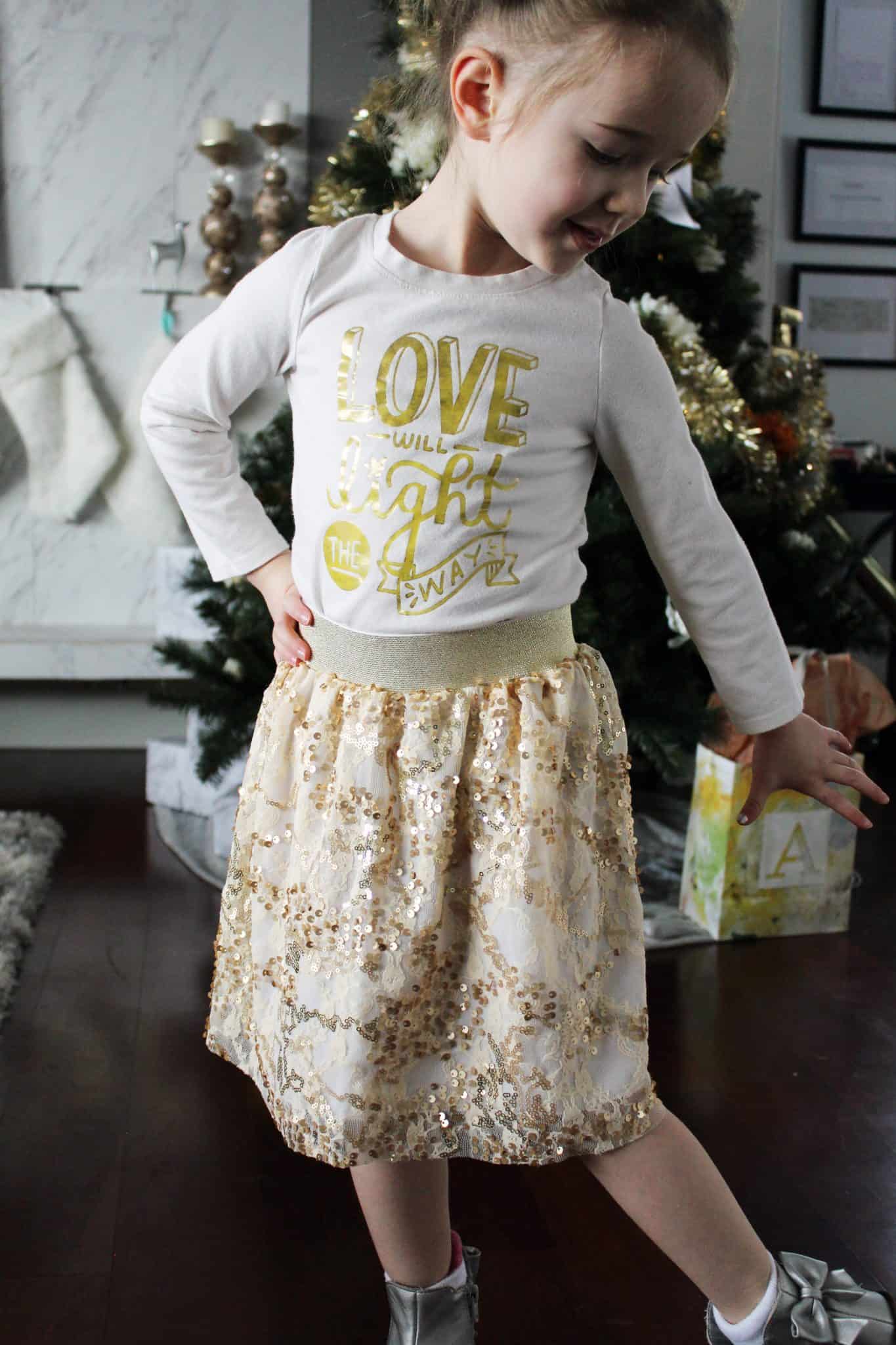 How to make a pull on elastic waistband sequin skirt for little girls