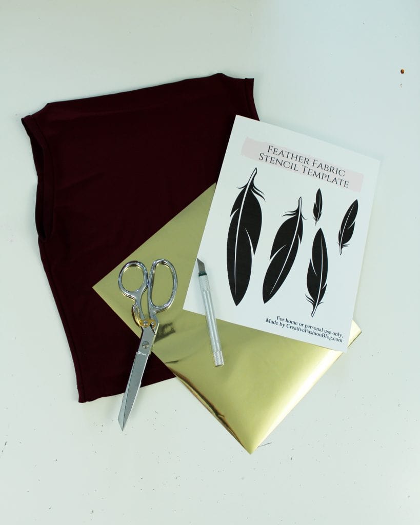 DIY T shirt refashion with this FREE feather printable stencil