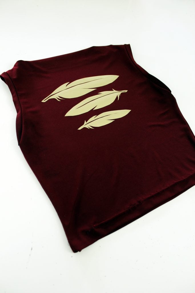 DIY a tee shirt refashion with this FREE feather printable stencil