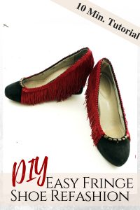 No sew DIY Fringe Heel makeoever. How to refashion your shoes with boho embellishments