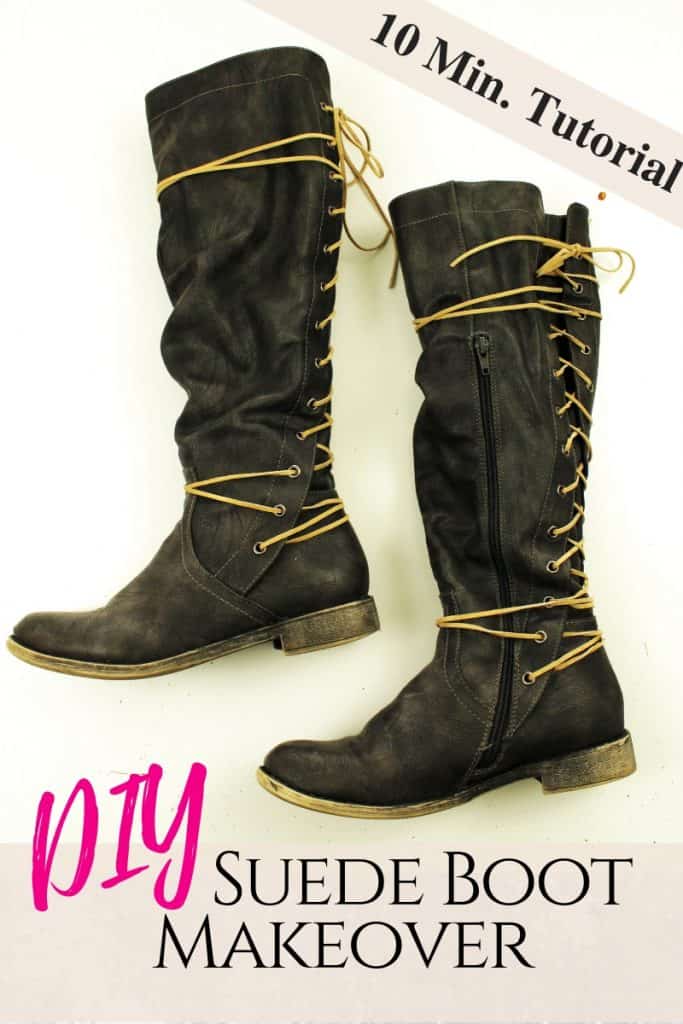 Refashion Your Leather Boots In Just Ten Minutes with Simple Suede Lace makeover