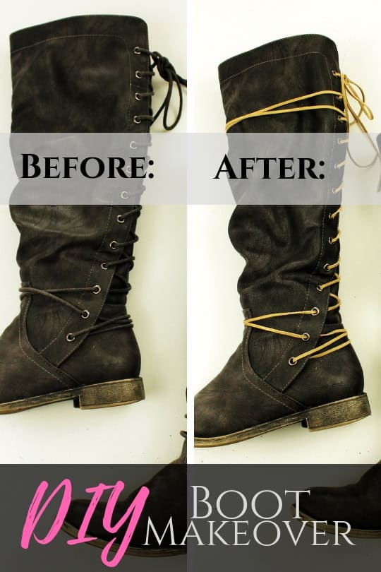 Refashion Your Leather Boots In Just Ten Minutes with Simple Suede Lace makeover!