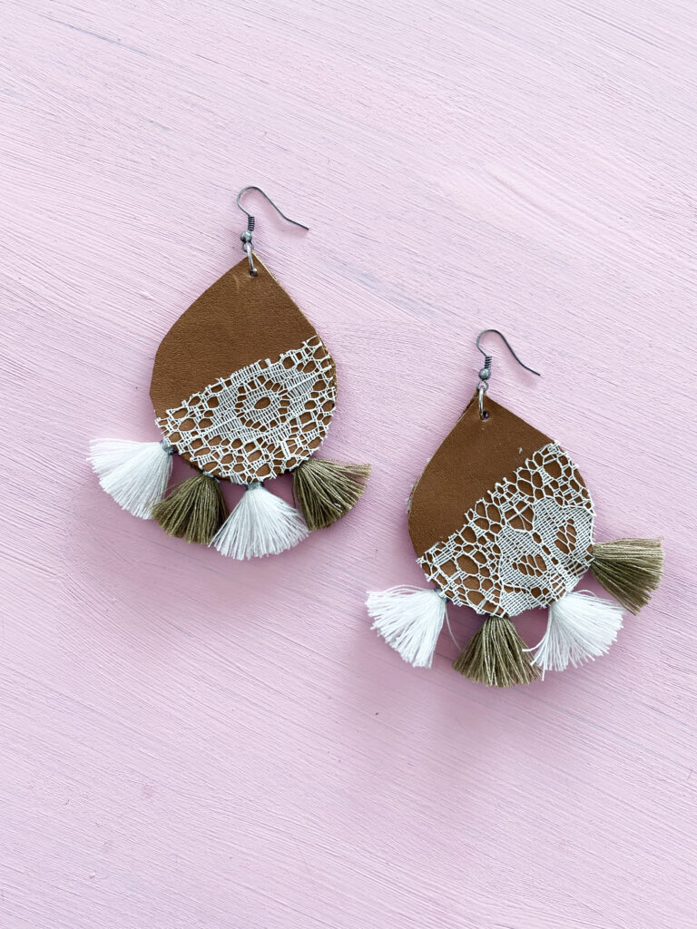 easy diy leather and lace earrings